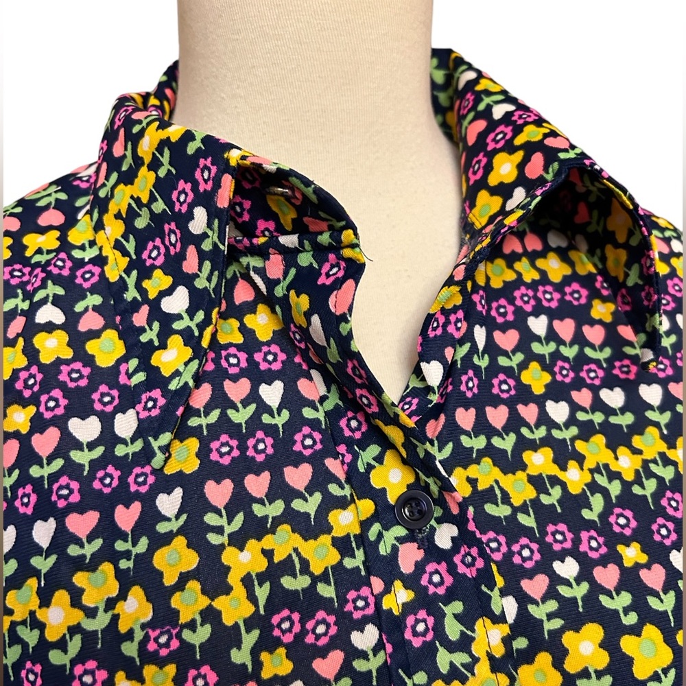 JCPENNEY FASHIONS Vintage Neon Floral Long Lapel Shirt